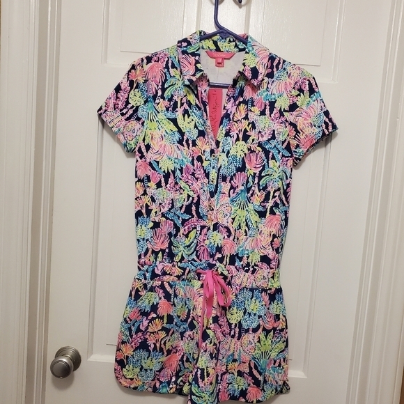 NWT Lilly Pulitzer Jorgie Colorful Romper Size XS Retail $148,Pattern Oyster Bay - Picture 2 of 10